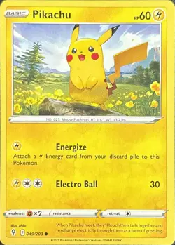 Pikachu 049/203 Common Evolving Skies Pokemon Near Mint - Image 1