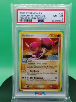 PSA 8 Medicham 25/100 EX Crystal Guardians Reverse Holo Stamped 2006 Pokemon TCG - Image 1