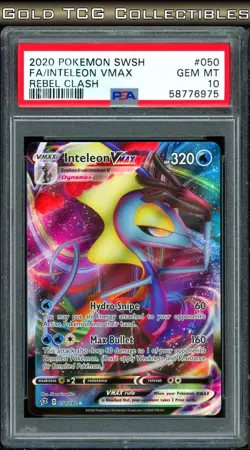 PSA 10 ⭐ Pokemon Inteleon VMAX 050 Rebel Clash Full Art Graded Card - Image 1