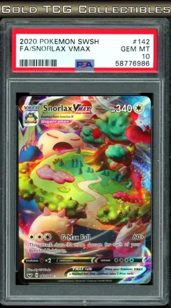 PSA 10 ⭐ Pokemon Snorlax VMAX 142 Sword & Shield Full Art Graded Card - Image 1