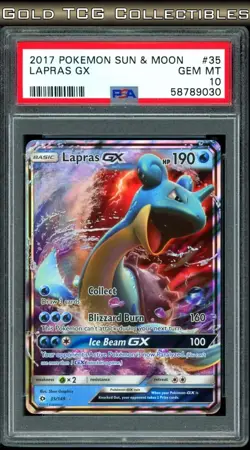 PSA 10 ⭐ Pokemon Lapras GX 35 Sun & Moon Base Set Graded Card - Image 1