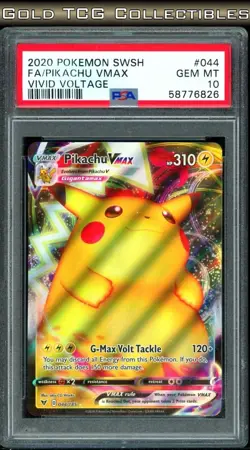PSA 10 ⭐ Pokemon Pikachu VMAX 044 Vivid Voltage Full Art Graded Card - Image 1