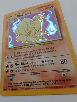 Pokemon Ninetales Base Set Unlimited Holo Rare Card 12/102 LP Excellent - Image 2