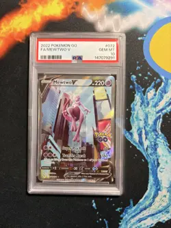 NEW CERT PSA 10 Mewtwo V 072/078 Pokemon Go Full Art Holo Graded Pokemon Card - Image 1