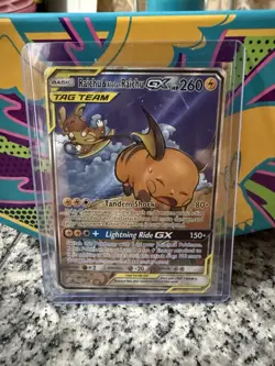 Pokemon Raichu & Alolan Raichu GX 221/236 Alt Art Unified Minds DMG - Image 1