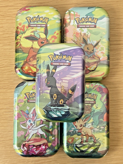 LOT x5 Pokemon Prismatic Evolutions Tins Umbreon Sylveon Leafeon Jolteon Flareon - Image 1