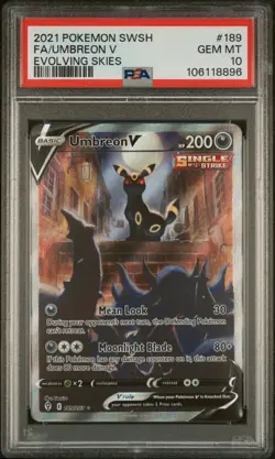 2021 POKEMON SWORD & SHIELD EVOLVING SKIES #189 FULL ART/UMBREON V PSA 10 - Image 1