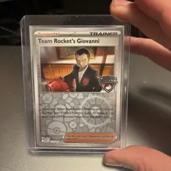 Team Rocket's Giovanni 174/182 - STAFF (Judge) Stamped Regional Promo Pokemon - Image 1