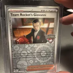 Team Rocket's Giovanni 174/182 - STAFF (Judge) Stamped Regional Promo Pokemon - Image 2