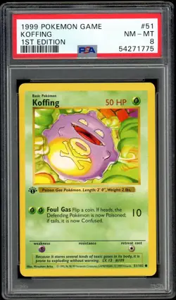 Koffing 1999 Pokemon Base Set 1st Edition Shadowless #51 PSA 8 NM-Mint - Image 1