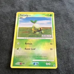 Turtwig 77/100 Common Reverse Holo Platinum Stamped Pokemon Card DMG - Image 1