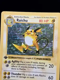 Raichu 1st Edition Base Set Holo Rare 14/102 80 HP 1999 English Pokemon Card - Image 2