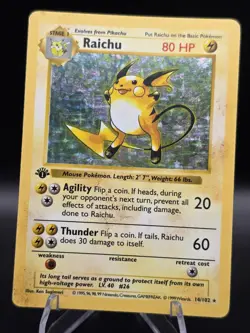 Raichu 1st Edition Base Set Holo Rare 14/102 80 HP 1999 English Pokemon Card - Image 4