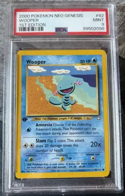 Pokemon Neo Genesis Wooper 82/111 1st Edition Common PSA 9 2000 Card - Image 1