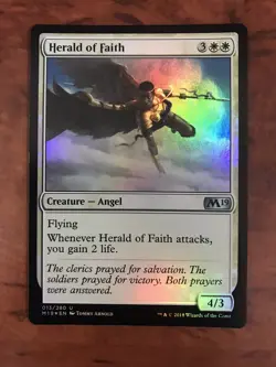 Herald of Faith Foil MTG Magic the Gathering Card NM Near Mint Core Set 2019 M19 - Image 1