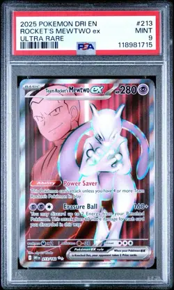 Pokemon Destined Rivals # 213 Team Rockets Mewtwo EX Ultra Rare PSA 9 Card MINT! - Image 1