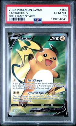 Pokemon Brilliant Stars # 158 Full Art Raichu V PSA 10 GEM MINT! Trusted Seller! - Image 1