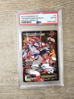 2015 POKEMON XY DOUBLE CRISIS #15/34 TEAM MAGMA'S GROUDON EX FULL ART PSA 4 - Image 1