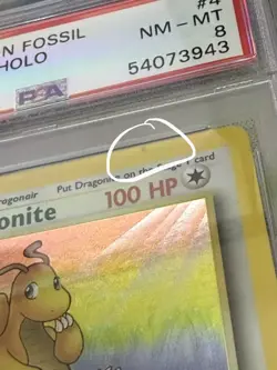 1999 POKEMON FOSSIL #4 DRAGONITE-HOLO PSA 8 - Image 3
