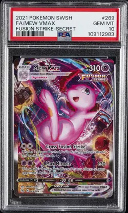 2021 POKEMON SWORD & SHIELD FUSION STRIKE SECRET #269 FULL ART/MEW VMAX PSA 10 - Image 1