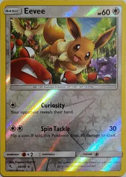 Eevee 48/68 Reverse Holo Rare Hidden Fates Pokemon Lightly Played - Image 1