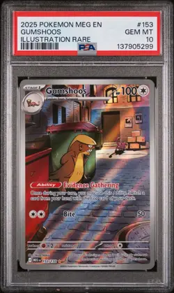 Gumshoos Illustration Rare Pokemon Meg En-Mega Evolution 153/132 PSA 10 - Image 1