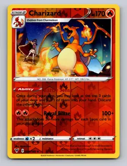 CHARIZARD 025/185 R VIVID VOLTAGE POKEMON REVERSE HOLO NM - Image 1