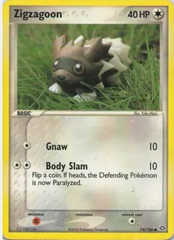 Zigzagoon - 74/106 EX Emerald 2005 - Vintage - Pokemon TCG HP - Image 1