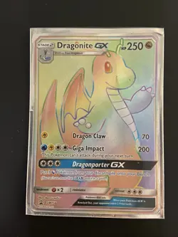DRAGONITE GX SM156 JUMBO FULL ART RAINBOW RARE 2018 DRAGON MAJESTY POKEMON TCG - Image 1