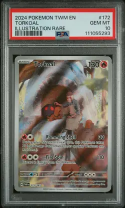 2024 POKEMON TWM EN-TWILIGHT MASQUERADE ILLUSTRATION RARE #172 TORKOAL PSA 10 - Image 1