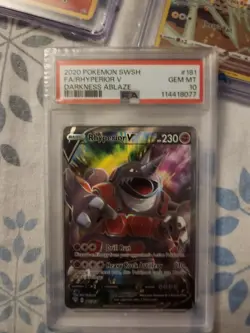 Pokemon TCG Rhyperior V Full Art Ultra Rare PSA 10 Darkness Ablaze 181/189 Holo - Image 1