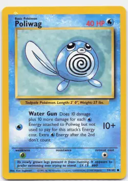 Poliwag 59/102 Common Base Set Unlimited Pokemon Near Mint - Image 1