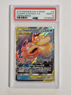 SLOWPOKE & PSYDUCK GX 2019 POKEMON UNIFIED MINDS RARE HOLO 35 PSA 10 GEM MINT - Image 1