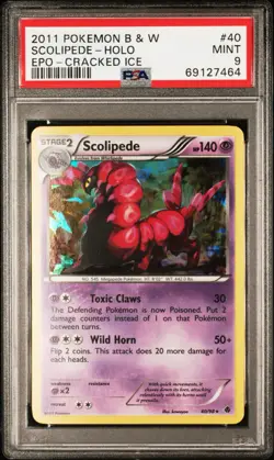 2011 POKEMON BLACK & WHITE EMERGING POWERS #40 SCOLIPEDE HOLO CRACKED ICE PSA 9 - Image 1