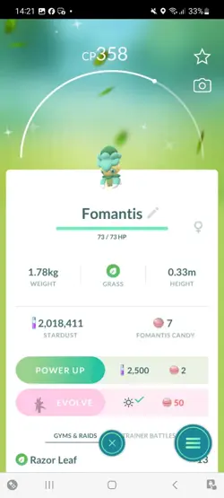 Pokemon Go Shiny Formantis - Image 1
