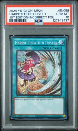 Yugioh - PSA 10 - Harpie’s Feather Duster - MP24-EN058 - Holo Error - Gem Mint! - Image 1
