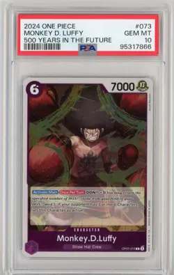 2024 One Piece Japanese 500 Years In The Future Monkey D. Luffy #OP07-073 PSA 10 - Image 1