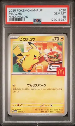 2025 POKEMON JAPANESE M-P PROMO MCDONALD'S #020 PIKACHU PSA 10 - Image 1