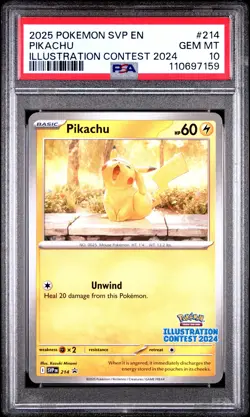 2025 POKEMON SVP EN-SV BLACK STAR PROMO ILLUSTRATION CONTEST 2024 PIKACHU PSA 10 - Image 1