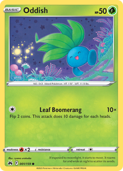 Pokemon - Oddish 001/159 Crown Zenith - Reverse Holo Common - NM - Image 4