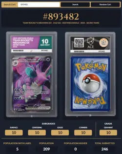 Pokemon Destined Rivals 216/182 Team Rocket's Nidoking ex UR Ace Grade 10 - Image 3