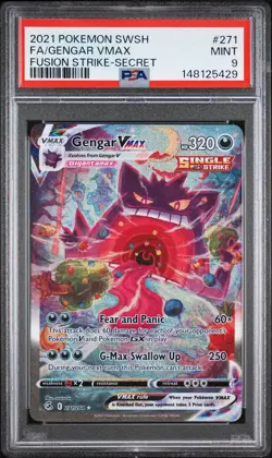 2021 POKEMON SWORD & SHIELD FUSION STRIKE SECRET #271 FULL ART/GENGAR VMAX PSA 9 - Image 1