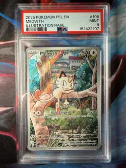 Pokemon Meowth 106/094 Phantasmal Flames Illustration Rare Holo PSA 9 70 HP - Image 1