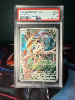 Pokemon Meowth 106/094 Phantasmal Flames Illustration Rare Holo PSA 9 70 HP - Image 3