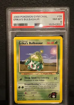 2000 Pokemon Erika’s Bulbasaur 39/132 PSA 8 NM-MT Gym Challenge WOTC - Image 1