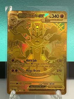 Pokemon Mega Lucario EX Full Art Gold Holo Mega Hyper Rare 188/132 NM - Image 1