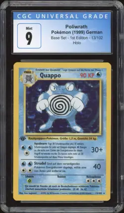 1999 Pokemon GERMAN 1st Edition Base Set Quappo-Poliwrath Holo 13/102 CGC 9 MINT - Image 1