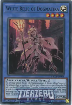 Yugioh BACH-EN035 White Relic of Dogmatika Super Rare 1st Edition NM/LP - Image 1