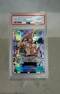 PSA 10 2025 One Piece CCG OP13 Portgas D. Ace Manga Alt Art #119 JP - Image 3