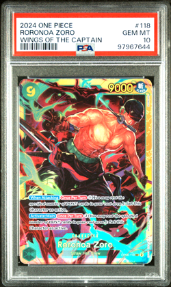 One Piece Card Wings Of Captain Roronoa Zoro OP06-118 SEC PSA 10 GEM MINT - Image 1